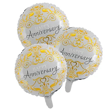 Happy Anniversary Foil Balloons, Set of 3, Elegant, Celebration, Buy Happy Anniversary Foil Balloons Online